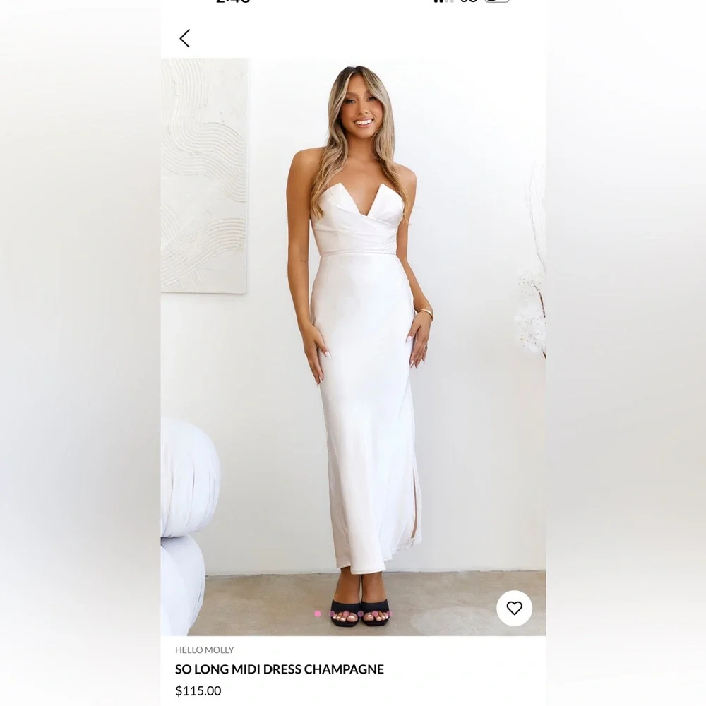 NWT SO LONG MIDI DRESS CHAMPAGNE - Picture 1 of 7